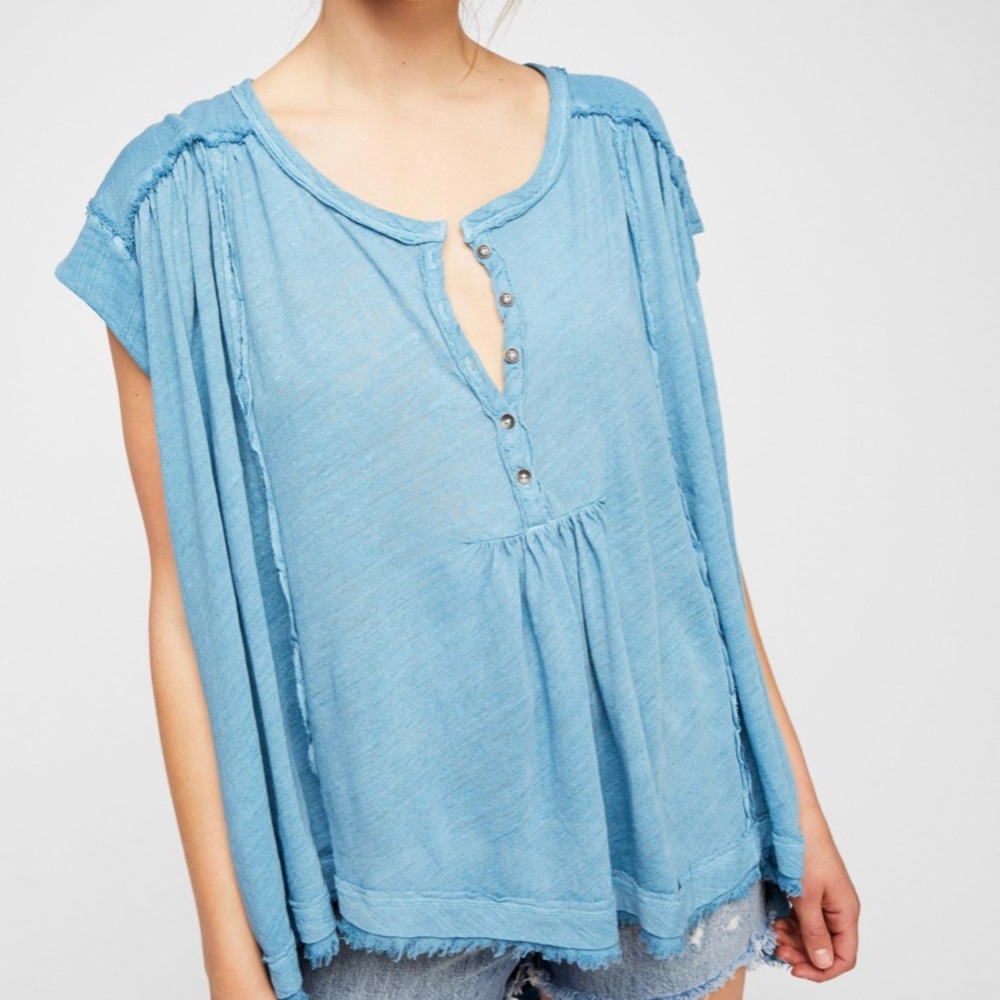 SOLD 🎉 Free People Blue Aster Henley Tunic - Picture 2 of 9